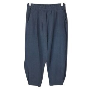 IXIMO Linen Blend Wide Leg Barrel Pants Blue Size Large Lagenlook Balloon